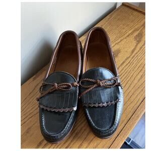Foot-Joy Kiltie Tassel Loafer Casual Dress Shoes Black & Brown Slip On Men's 11D